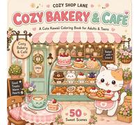 Cozy Bakery and Cafe: A Cute Kawaii Coloring Book for Adults and Teens with 50 Bold and Easy Bakery and Cafe Scenes of Cupcakes, Donuts, Macarons, Coffee Shops, and Cozy Cake Counters for Relaxation