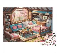 Cozy Bedroom Jigsaw Puzzles 1000 Pièces Matériau Recyclé Maximalism Puzzles for Elderly Relieve Senile Dementia Fun Family Game Activity Home 70x50cm/1000pcs