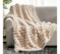 Cozy Bliss Couverture en fausse fourrure pour canapé, couverture douce et moelleuse pour une personne, couverture d'hiver en peluche pour canapé, chambre à coucher et salon, 101,6 x 71,1 cm - Blanc