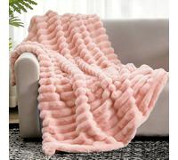 Cozy Bliss Couverture en fausse fourrure pour canapé, couverture pour une personne, douce, pelucheuse, couverture d'hiver pour canapé, chambre à coucher, salon, 40 x 28 pouces, Rouge