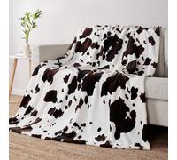 Cozy Bliss MilkyPlush™ Couverture Polaire épaisse 330 g/m² à imprimé Vache Qui ne perd Pas Ses Poils - Super Douce et Chaude - pour Chambre à Coucher, canapé, Voyage, Noir et Marron - 127 x 152,4 cm