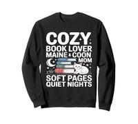 Cozy Book Lover Maine Coon Mom Soft Pages Quiet Nights Sweatshirt