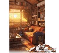 Cozy Bookworm Corner Puzzle 1000 Pièces Educa Jouet en Bois Divertissement Créatif De l'art De La Décoration Jeu Éducatif Challenge Toy pour Adultes Et Enfants À Partir De 12 Ans 500pcs (52x38cm)