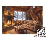 Cozy Cabin 1000 Piece Puzzle Recycled Resting Dog Senior Puzzle Accessoires de Jeu de Soirée Développe l’Intelligence des Enfants Educational Fun 52x38cm/1000pcs