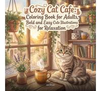 Cozy Cat Cafe: Coloring Book for Adults, Bold and Easy Cute Illustrations for Relaxation: 40 Simple Kawaii Designs Featuring Cats, Coffee, Pastries and Cozy Cafe Scenes | Stress Relief Coloring Pages