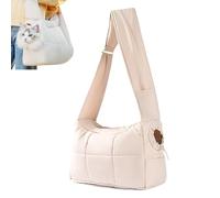 Cozy Cat Carrier Bag, Stylish Adjustable Dog Sling Carrier with Zipper Purse Pocket, Cozy Comfort Carriers Cat in The Carriers Bag with Safety Buckle (Khaki)