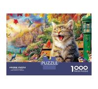 Cozy Cat Chair Puzzles pour Adultes 1000 Puzzles pour AdultesMagical Kitten Puzzles Stimulants Jeu de Puzzle pour Toute la Famille pour Femmes, Cadeaux pour Hommes ColoréG 38x26cm/1000pcs