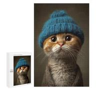 Cozy Cat in Blue Hat Puzzle 1000 Pièces Educa Jouet en Bois Cadeau Unique Décoration Intérieure Jeu Éducatif Challenge Toy Adultes Et Enfants À Partir De 14 Ans 1000 PCS