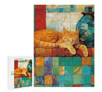 Cozy Cat on Colorful Tiles Puzzle 1000 Pièces Educa Jouet en Bois Cadeau Unique Décoration Intérieure Jeu Éducatif Challenge Toy Adultes Et Enfants À Partir De 14 Ans 500 PCS