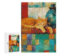 Cozy Cat on Colorful Tiles Puzzle 1000 Pièces Educa Jouet en Bois Cadeau Unique Décoration Intérieure Jeu Éducatif Challenge Toy Adultes Et Enfants À Partir De 14 Ans 300 PCS