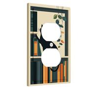 Cozy Cat Plaque de protection pour interrupteur, motif félin noir pour décoration murale, plaques murales en thermoplastique, prise duplex simple de taille standard