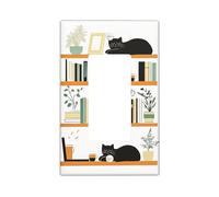 Cozy Cat - Plaques murales en thermoplastique pour étagère - Motif chats noirs et plantes vertes - Taille standard - Motif chats noirs et plantes vertes