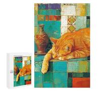 Cozy Cat Resting on Colorful Blocks Puzzle 1000 Pièces Educa Jouet en Bois Cadeau Unique Décoration Intérieure Jeu Éducatif Challenge Toy Adultes Et Enfants À Partir De 14 Ans 1000 PCS