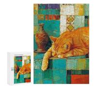 Cozy Cat Resting on Colorful Blocks Puzzle 1000 Pièces Educa Jouet en Bois Cadeau Unique Décoration Intérieure Jeu Éducatif Challenge Toy Adultes Et Enfants À Partir De 14 Ans 300 PCS