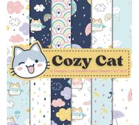 Cozy Cat Scrapbook Paper Craft Pad: 12 Kawaii Cat in Rain Designs, 24 Double-Side Sheets Printed on 8.5"x8.5" Size Paper With Premium Color. Great For ... Cardstock Decoupage, DIY, Album & Mores!