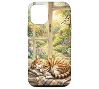 Cozy Cat Window Garden Cottagecore Relax Art Coque pour iPhone 12/12 Pro