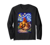 Cozy Chicken Playing Guitar Whimsical Art Music Farmer Hen Manche Longue