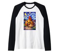 Cozy Chicken Playing Guitar Whimsical Art Music Farmer Hen Manche Raglan