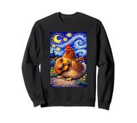 Cozy Chicken Playing Guitar Whimsical Art Music Farmer Hen Sweatshirt