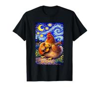 Cozy Chicken Playing Guitar Whimsical Art Music Farmer Hen T-Shirt