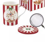 COZY CHRISTMAS Coffret Tisanière 35 cl en porcelaine Cheval de bois