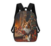 Cozy Christmas Shetland Sheepdog by Fireplace Painting Sacs À Dos Pour Enfants, Sac À Dos Scolaire, Sac À Dos Imprimé En 3D Pour Enfants, Sac À Dos De Voyage, Sac À Livres, Sac D'école Pour Enfants 17
