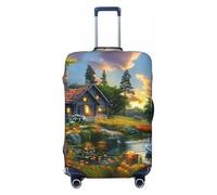 Cozy Cottage - Housses de bagage de voyage élastiques au bord du lac et coucher de soleil - Housses de protection pour bagages de 45,7 à 81,3 cm, noir, X-Large