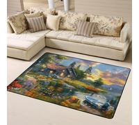 Cozy Cottage Tapis d'intérieur doux lavable pour chambre à coucher et salon - Motif coucher de soleil sur lac - 160 x 121 cm