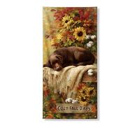 Cozy Fall Days Couverture de porte décorative rustique en forme de tournesol d'automne pour décoration d'intérieur et d'extérieur 91,4 x 183 cm