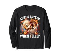 Cozy Fall Labrador Graphic for Women Men Kids Autumn Sleep Manche Longue