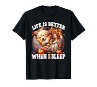 Cozy Fall Labrador Graphic for Women Men Kids Autumn Sleep T-Shirt