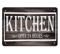 Cozy Farmhouse Decor Metal Sign Kitchen Open 24 Hours Vintage Tin Wall Art Rustic Funny Sign for Home Kitchen Gift 8 X 12 in