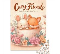 Cozy Friends Coloring Book Puzzles 1000 Pieces Cadeau Unique Jeu Éducatif Défi Jouet À De Qualité Supérieure Peinture Art pour Adultes Et Enfants À Partir De 12 Ans 52x38cm/1000pcs