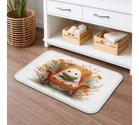Cozy Ghost Tapis de bain à séchage rapide, motif floral fantaisie, absorbant, antidérapant, lavable, en flanelle pour salle de bains, toilettes, décoration d'automne, 50,8 x 81,3 cm