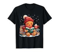 Cozy Gingerbread Livre de Lecture de Noël Bibliothèque T-Shirt Graphique avec Valeur, Homme, Noir, XL