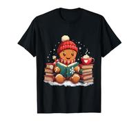 Cozy Gingerbread Livre de Lecture de Noël Flocons de Neige d'automne T-Shirt Graphique avec Valeur