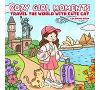 Cozy Girl Moments Travel The World With Cute Cat Coloring Book: 40 Delightful Coloring Adorable Journey of Friendship, Relaxing with World-Famous Landmarks, Big, Simple, and Fun For Teens and Adults.