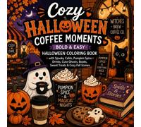 Cozy Halloween Coffee Moments: Bold & Easy Halloween Coloring Book with Spooky Cafés, Pumpkin Spice Drinks, Cute Ghosts, Books, Sweet Treats & Cozy Fall Scenes