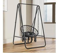Cozy - Hamacs - Chaise Suspendue avec Support, 85x92x153cm, Balancelle avec Coussin, Acier Robuste, 100kg, Jardin, Gris