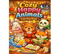 Cozy Happy Animals Coloring Book: Cute & Cozy Coloring Pages for Kids, Teens, and Adults