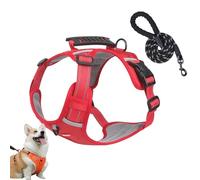 Cozy Harness, Getchewie Dog Harness, Pull Dog Harness with Leash Set, Adjustable Vest with Reflective for Small Medium Large Dogs (Red,XS)