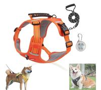 Cozy Harness, No Pull Dog Harness with Leash Set, Adjustable Dogs Vest with Reflective, for Easy Walking and Training for Small Medium Large Dogs (Orange,S)