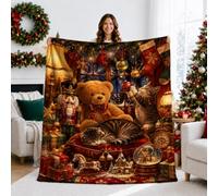 Cozy Holiday Couverture de Noël Motif ours et chat 127 x 152,4 cm
