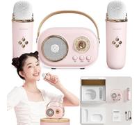 Cozy Home Haut-parleur et microphone pour la maison, mini haut-parleur Bluetooth portable avec 2 microphones, ensemble Boombox rétro pour fête Rose