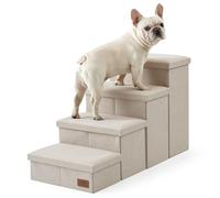 COZY KISS Escalier pour Chien avec Rangement, Pédale Pliable pour Animaux de Compagnie avec Couvercle étanche, Vieux Chat Rampe Chaise Canapé, Poids léger, Consolation (Beige, 43x97x56cm, 4)