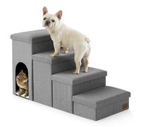 COZY KISS Escalier pour Chien avec Rangement, Pédale Pliable pour Animaux de Compagnie avec Couvercle étanche, Vieux Chat Rampe Chaise Canapé, Poids léger, Consolation (Gris, condo（109x43x58cm）, 4)
