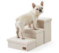 COZY KISS Escalier pour Chien avec Rangement, Pédale Pliable pour Animaux de Compagnie avec Couvercle étanche, Vieux Chat Rampe Chaise Canapé, Poids léger, Consolation (Beige, 43x72x42.5cm, 3)