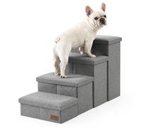 COZY KISS Escalier pour Chien avec Rangement, Pédale Pliable pour Animaux de Compagnie avec Couvercle étanche, Vieux Chat Rampe Chaise Canapé, Poids léger, Consolation (Gris, 43x97x56cm, 4)