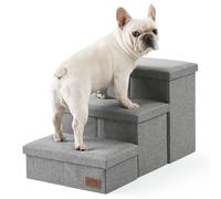 COZY KISS Escalier pour Chien avec Rangement, Pédale Pliable pour Animaux de Compagnie avec Couvercle étanche, Vieux Chat Rampe Chaise Canapé, Poids léger, Consolation (Gris, 43x72x42.5cm, 3)
