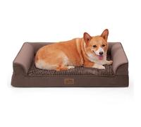COZY KISS Lit orthopédique pour Chien de Grande Taille, lit imperméable en Mousse de Soutien avec Housse Amovible Lavable, Doublure imperméable et Fond antidérapant, Marron (Forme de U)